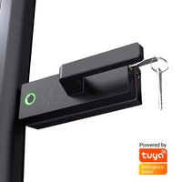 Cerradura Inteligente Tuya de Alta Calidad para Puerta de Vidrio con Control de Acceso por Huella Dactilar, Manija de Aluminio, Llave y Entrada de Código para Uso en Oficinas