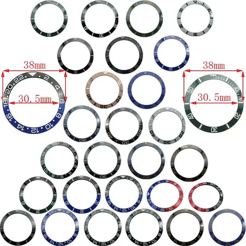 고품질 도매 시계 38mm 베젤 링 삽입 세라믹 양각 커버 케이스 베젤