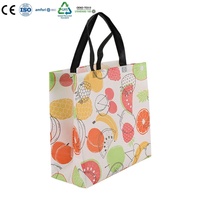 Sac fourre-tout réutilisable en tissu non tissé imprimé fruits, léger, pour le marché et le shopping