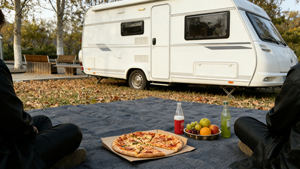 Campingmat/net waterdicht blauwgrijs buitentapijt luifelmat voor kamperen - Product Image 4