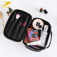 OEM Hochwertiges Modisches Schwarzes Make-up-Koffer-Set Tragbare PU Wasserdichte Kosmetiktasche mit Tragegriff