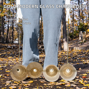 Lustre rectangulaire moderne nordique de luxe Villa Gold, en verre, avec éclairage LED, 3500K blanc chaud, pour cuisine, salle à manger, bar - Product Image 2