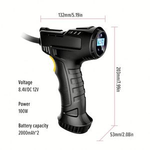 Compresseur sans fil, pompe à air portable rechargeable 120W, gonfleur de pneus numérique sans fil pour voiture - Product Image 4