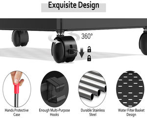Organisateur de chariot classique multifonction, 3 niveaux, étagère pliante, tour de rangement utilitaire - Product Image 3