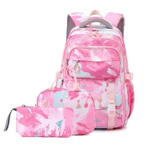 Large Capacity Fashion Girls 3in1 School Bags Set with Lunch Bag High Quality Cute Children's Backpack Pink Colorful School Bags