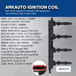 Bobina di Accensione ARKAUTO 1208008 90536194 per OPEL VAUXHALL Vectra B <span class=keywords><strong>Corsa</strong></span> <span class=keywords><strong>C</strong></span> Signum Tigra Meriva Astra SAAB 9-3 <span class=keywords><strong>1.8</strong></span> - Product Image 4