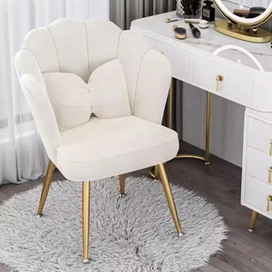 Modern Velvet Makeup Vanity <strong>Chair</strong> with Metal Legs Height Adjustable <strong>Accent</strong> <strong>Chair</strong> Shell Shape <strong>for</strong> <strong>Living</strong> <strong>Room</strong> and Cafe Dining - Product Image 1