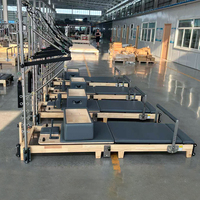 Equipo de Pilates Comercial, Cama Reformer de Pilates Plegable de Madera de Roble, Reformers de Pilates con Torre
