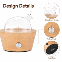 Diffuseur d'arômes haut de gamme avec couvercle en verre et bouton de commande en bois naturel pour la maison, le spa, l'hôtel, la chambre et le salon