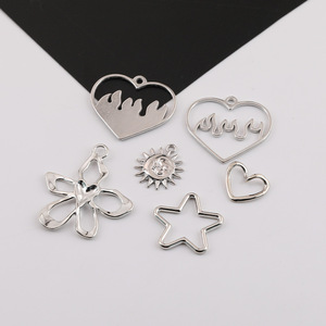 Korean Style Hollow <b>Flower</b> Star Pendant Alloy Jewelry Findings For DIY Earrings Necklace Accessories - Product Image 1