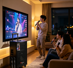 Altoparlante Portatile Karaoke Stereo da 10 Pollici 240W con Doppio Microfono Wireless e <span class=keywords><strong>USB</strong></span> in Plastica per Feste all'Aperto - Product Image 2