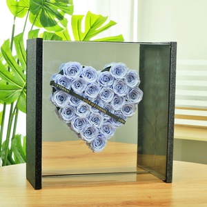Ramo de rosas de jabón en forma de corazón en caja de espejo acrílico <span class=keywords><strong>flor</strong></span> preservada regalo para San Valentín aniversario pareja amante Fecha - Product Image 3