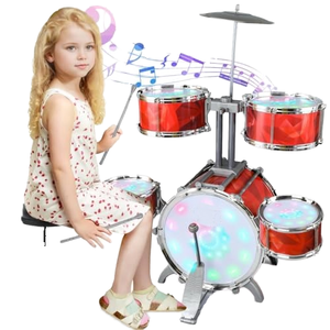 <b>Plastic</b> Rock Jazz <b>Drum</b> Set for Toddlers, Water-Resistant <b>Drum</b> Heads, with Light, Good Gift for Birthday, Children's Day - Product Image 1