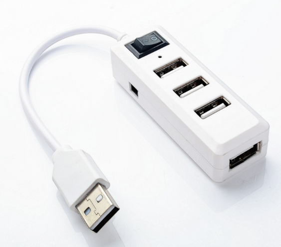 4-Port USB 2.0 Hub with Individual Power Switches and LED Indicators, High-Speed USB Splitter for PC Laptop
