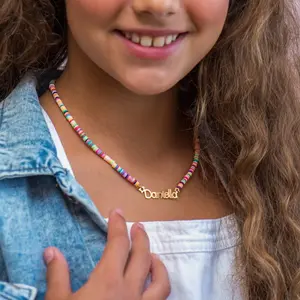 Collana con nome collana con ciondolo targhetta personalizzata personalizzata per bambini ragazze adolescenti da 12 pollici a 18 nel WSYEAR-045