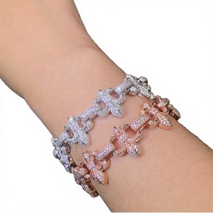 Cross Design 16mm Rhodium Plated 925 Sterling Silver <b>Rose</b> Gold Iced Moissanite <b>Infinity</b> Cuban Link Bracelet - Product Image 1