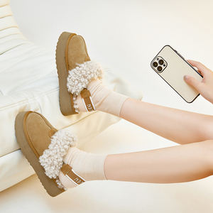 European Women's One-Piece Snow Boots Plushy <strong>Shoes</strong> slippers Wholesale Womens Fur SlipWomen's Low Slipperspers - Product Image 6