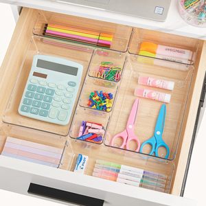 <b>Drawer</b> <b>Storage</b> Organizer <b>Box</b> Free Combination Bedroom Sorting Tableware Toy Transparent Flexible Stackable Plastic <b>Storage</b> Set - Product Image 4