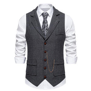 <span class=keywords><strong>Chaleco</strong></span> de Traje de <span class=keywords><strong>Tweed</strong></span> Espigado para <span class=keywords><strong>Hombre</strong></span>, Estilo Vintage con Solapa, Ajuste Delgado, para Negocios, Colección Otoño 2026 - Product Image 2