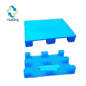 HUADING palet nampan plastik berwajah tunggal 1100*1100*150mm entri 4-arah palet biru plastik kaki sembilan - Product Image 2