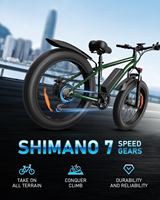 Vélo électrique à pneus larges EB26 1000W en stock dans l'entrepôt américain, 26 pouces, 48V, 7 vitesses avec suspension avant