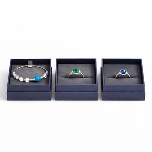 Boîte à bijoux de luxe sur mesure avec couvercle rigide et base, insert en velours, lamination douce au toucher, logo personnalisé, vente en gros - Product Image 4