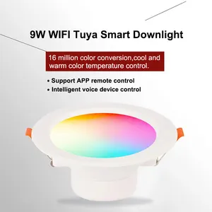 Factory Adjust 9W Downlight Full Color Anti Graffiti WIFI Remote Control Voice RGBCW LED Smart Downlights For Home Light