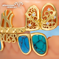 Bijoux fins personnalisables plaqués or 10K/14K/18K 925, style Hip-Hop, Bar Grillz, Moissanite VVS, Turquoise, style Hip-Hop tendance