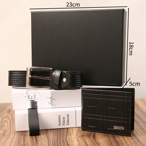 Men's Business <b>Gift</b> Set Leather Wallet Belt Keychain <b>Boxed</b> Elegant Present For Father's Day - Product Image 3