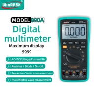 WinAPEX 890A True RMS Multimeter Digital 6000 Counts NCV Pengukuran Rentang Otomatis DCV 1000V Resistansi 60MΩ Tahan Debu 3-Digit