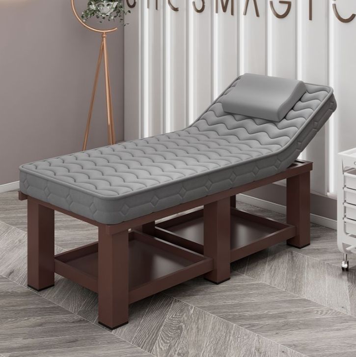 wood legs and dark gray latex