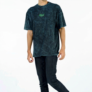 T-shirt vintage en coton épais 150g délavé à l'acide, coupe oversize à épaules tombantes, unisexe, respirant et à séchage rapide, style Rexon Moto - Product Image 1