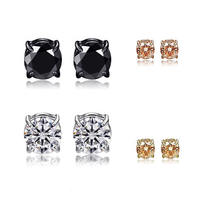 NYY 1 paire de boucles d'oreilles magnétiques en acier inoxydable pour hommes et femmes, boucles d'oreilles rondes punk en zircon, aimant, sans perçage, bijoux d'oreille