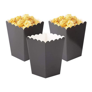 Boîtes à Popcorn Noires Mini en Carton – Contenants Jetables pour Soirées Cinéma, Snacks et Bonbons - Product Image 1