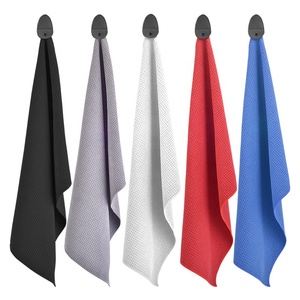 Custom Logo Golf Accessories Sublimation Print Microfiber Waffle Magnetic Golf Towel With Magnet