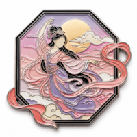 Broche personnalisée en émail souple de style chinois ancien, motif déesse de la Lune Hanfu, pour revers de veste, souvenir de culture orientale, cadeau, vente en gros
