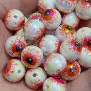 Perles œil de bœuf colorées en acrylique de 16 mm, perles œil électroplaquées UV, accessoires de bijoux pour stylos à perles faits main DIY - Product Image 3