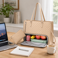Sac isotherme portable grande capacité en PU de haute qualité, résistant à l'eau, pour affaires, travail, pique-nique, style vintage, pour femmes