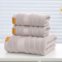 Ensemble de serviettes de bain 3pcs Premium de haute qualité 100% coton Soft Family Large Pure Plain Face Hand Hair Towels