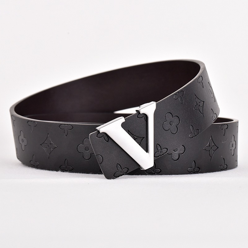 Black flower + silver V buckle-115cm