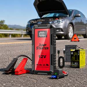 Démarreur de Voiture 12V, <span class=keywords><strong>Batterie</strong></span> Externe USB, Lanceur d'Urgence pour Véhicule avec Pinces Intelligentes et Lampe Torche LED - Product Image 1