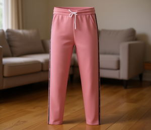 Pantalones de punto rosas hasta el tobillo con cierre de cordón lateral y rayas, ropa informal de primavera - Product Image 2