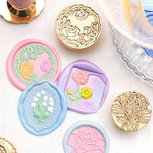 Ensemble de tampons à cire Suidis, motif floral en caoutchouc, pour décoration - Product Image 2