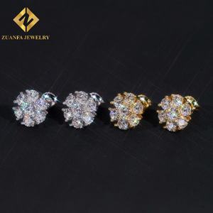 Belle boucle d'oreille à motif floral, clou d'oreille en argent 925, boucle d'oreille en moissanite, boucle d'oreille tendance en forme de tournesol, idée cadeau de bijoux - Product Image 5