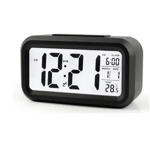 นาฬิกาปลุกดิจิตอล LCD พร้อมปฏิทิน เครื่องวัดอุณหภูมิ นาฬิกาตั้งโต๊ะดิจิตอลพร้อมไฟแบ็คไลท์ ฟังก์ชั่นเลื่อนปลุกและปิดเสียง สำหรับใช้ภายนอกบ้านและในบ้าน - Product Image 1