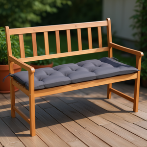 Banc de jardin en bois brun clair avec coussin anthracite, mobilier de patio extérieur, 2 places, style traditionnel - Product Image 2