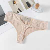 Celana dalam G-String renda pinggang tinggi untuk wanita celana dalam renda wanita seksi t-back bernapas Thong Thong berlian imitasi tipis 0721