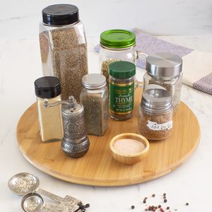Tocadiscos de cocina de bambú, organizador de tocadiscos Lazy Susan de madera de bambú giratorio para armario y mesa de despensa