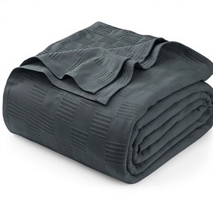 <strong>Utopia</strong> <strong>Bedding</strong> Smoke Gray 100% Cotton Dobby Weave Modern Blanket [Queen Size 90x90 Inch] 350GSM Lightweight Soft Breathable - Product Image 1
