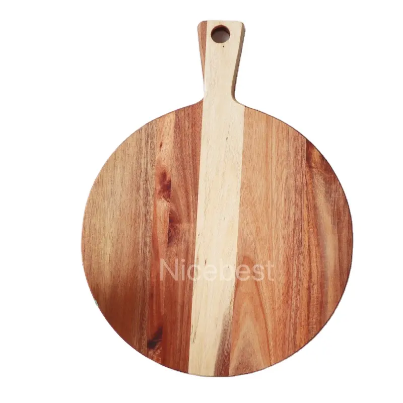 Tagliere rotondo in legno di Acacia da 16 pollici con manico tagliere per formaggi vassoio per Pizza Paddle
